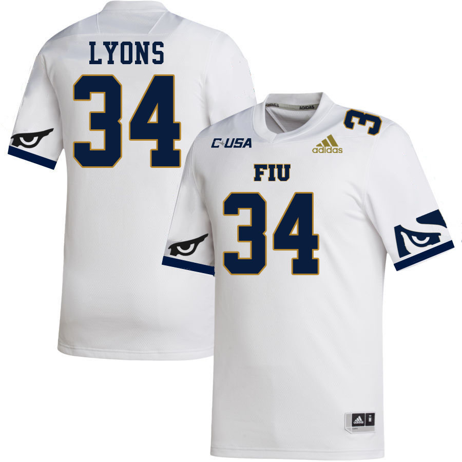#34 Devonte Lyons FIU Jersey, Florida International University Panthers Football Jersey-White #34 Devonte Lyons FIU Jersey, Florida International University Panthers Football Jersey-White